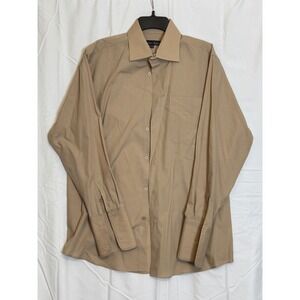 Fortino Landi Mens Tan Long Sleeve Button Up Dress Shirt Size 16 16.5 34 35